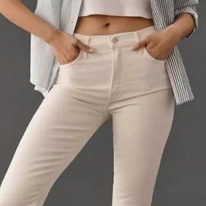 MOTHER jeans mid rise dazzler crop fray in cream puffs